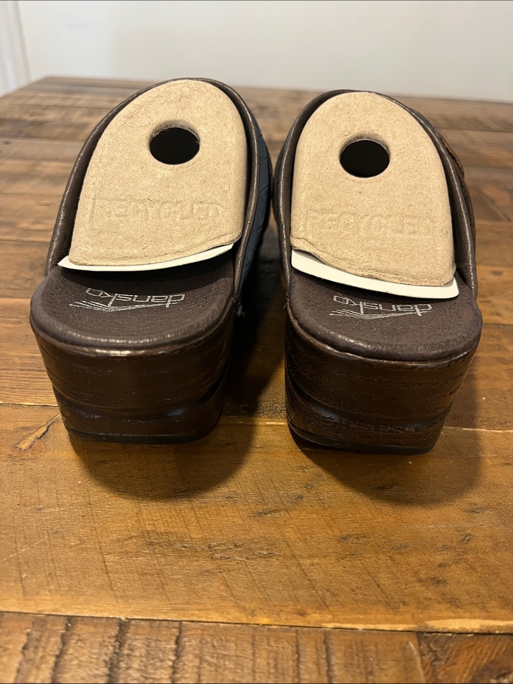 Dansko Navy Croc-Textured Slip-On Mules with Brown Strap - Picture 4 of 4